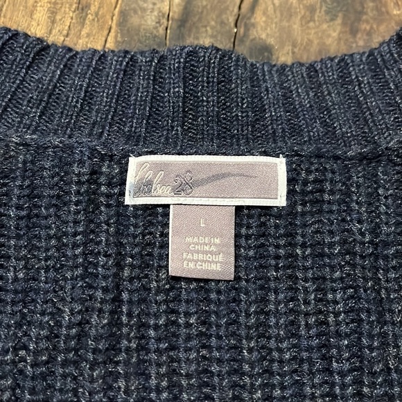 NWOT Chelsea 28 Slouchy V Neck Ribbed Sweater (L) - Picture 2 of 5